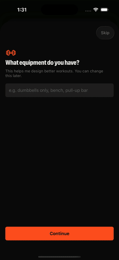 AI workout builder