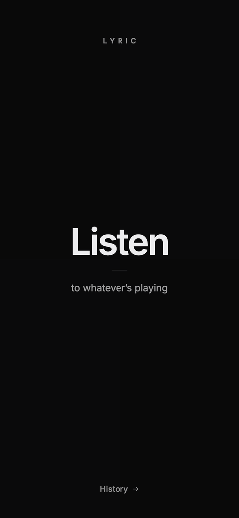 Live Lyric app screens cycling from listening to synced lyrics